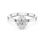 925 Sterling Silver Floral Head Setting Round Moissanite Solitaire Engagement Ring