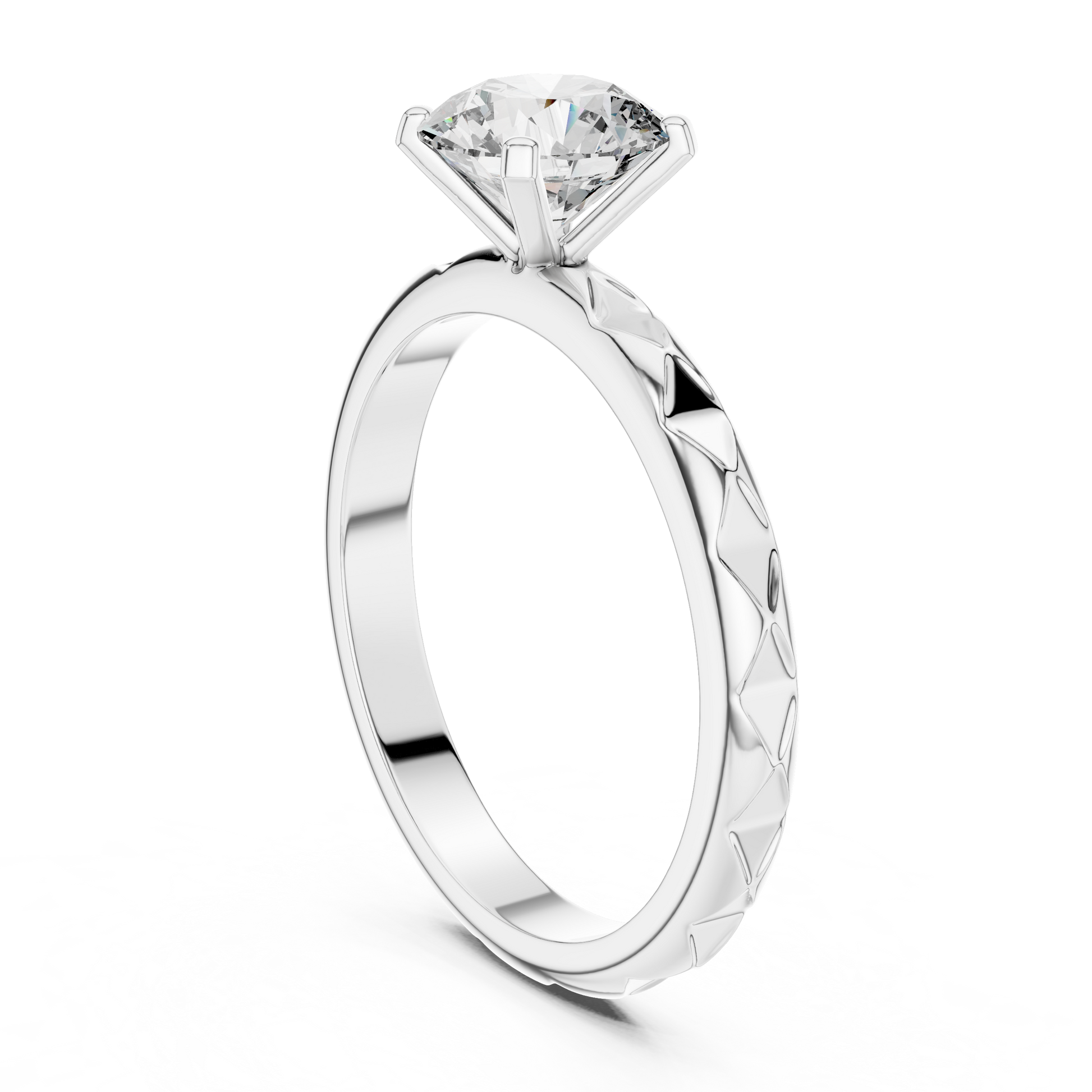 Solitaire Round Cut Moissanite Sterling Silver Engagement Ring