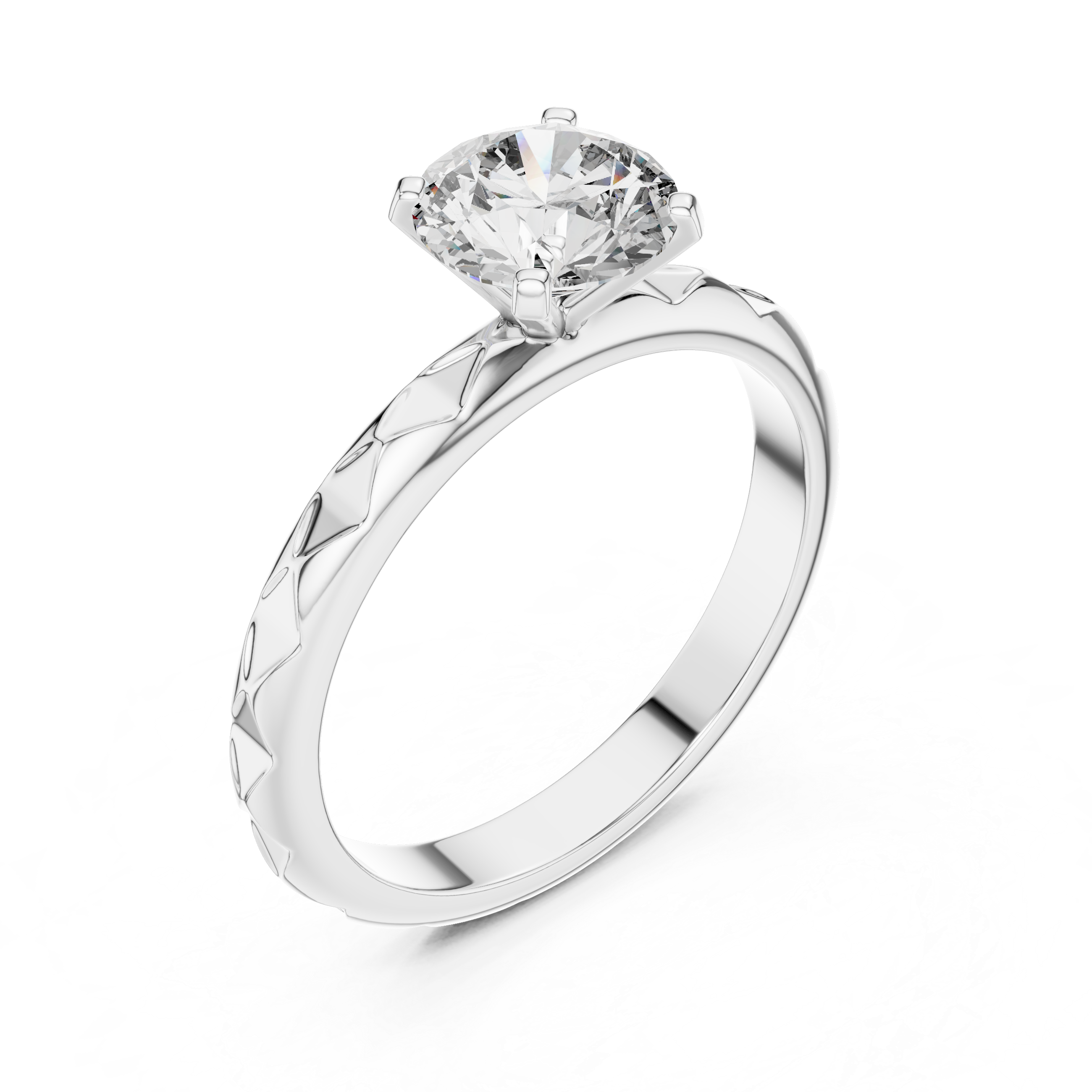 Solitaire Round Cut Moissanite Sterling Silver Engagement Ring