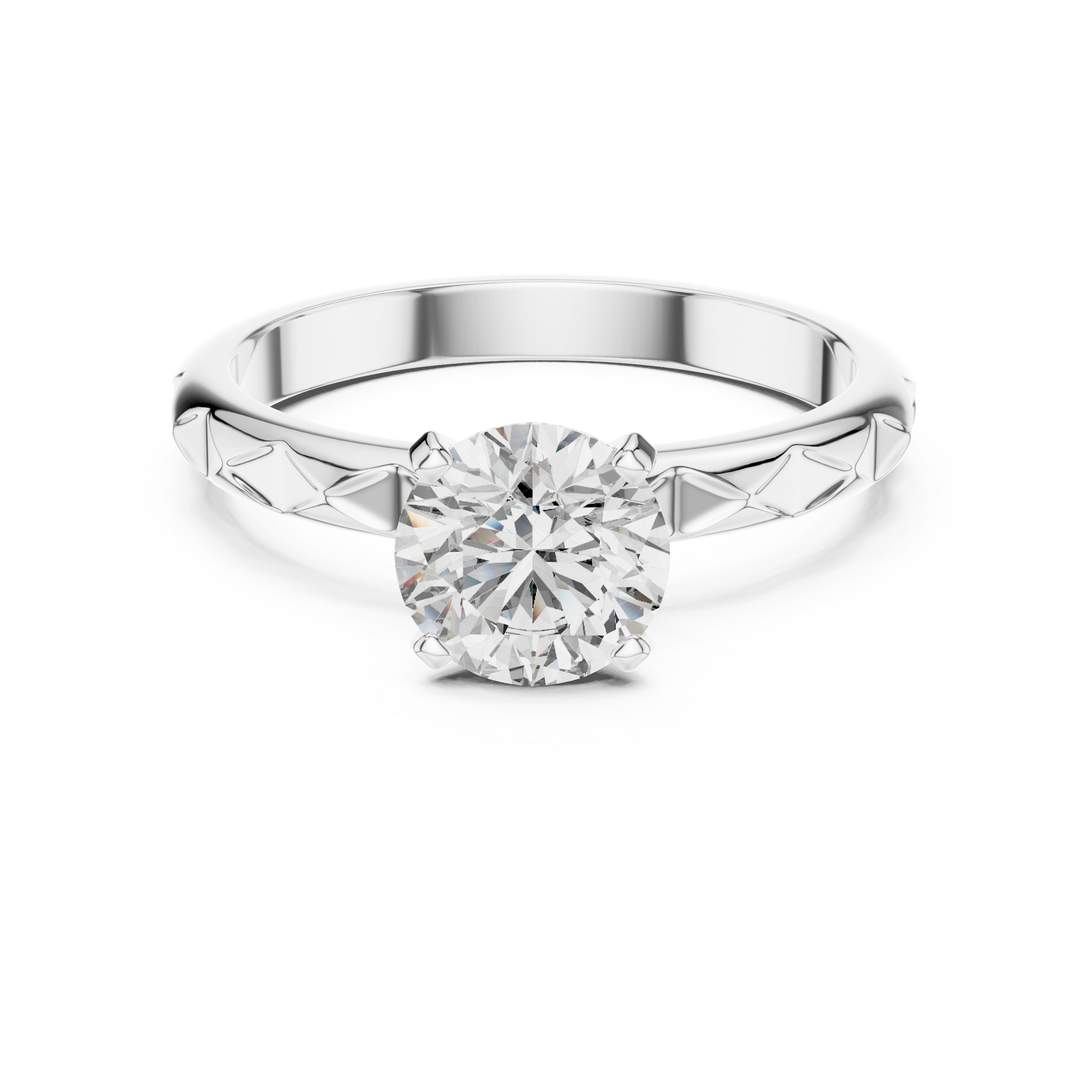 Solitaire Round Cut Moissanite Sterling Silver Engagement Ring