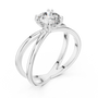 Round Moissanite Split Double Band Solitaire Engagement Ring in Sterling Silver