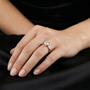 Sterling Silver Round Solitaire Moissanite Engagement Ring with a Four-prong Setting