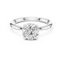 Sterling Silver Round Solitaire Moissanite Engagement Ring with a Four-prong Setting
