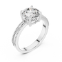 Four-prong Setting Round Cut Moissanite Silver Solitaire Engagement Ring