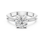 Four-prong Setting Round Cut Moissanite Silver Solitaire Engagement Ring