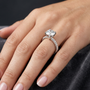 Silver Round-cut Solitaire Moissanite Diamond Set in a Band with a Braided Texture