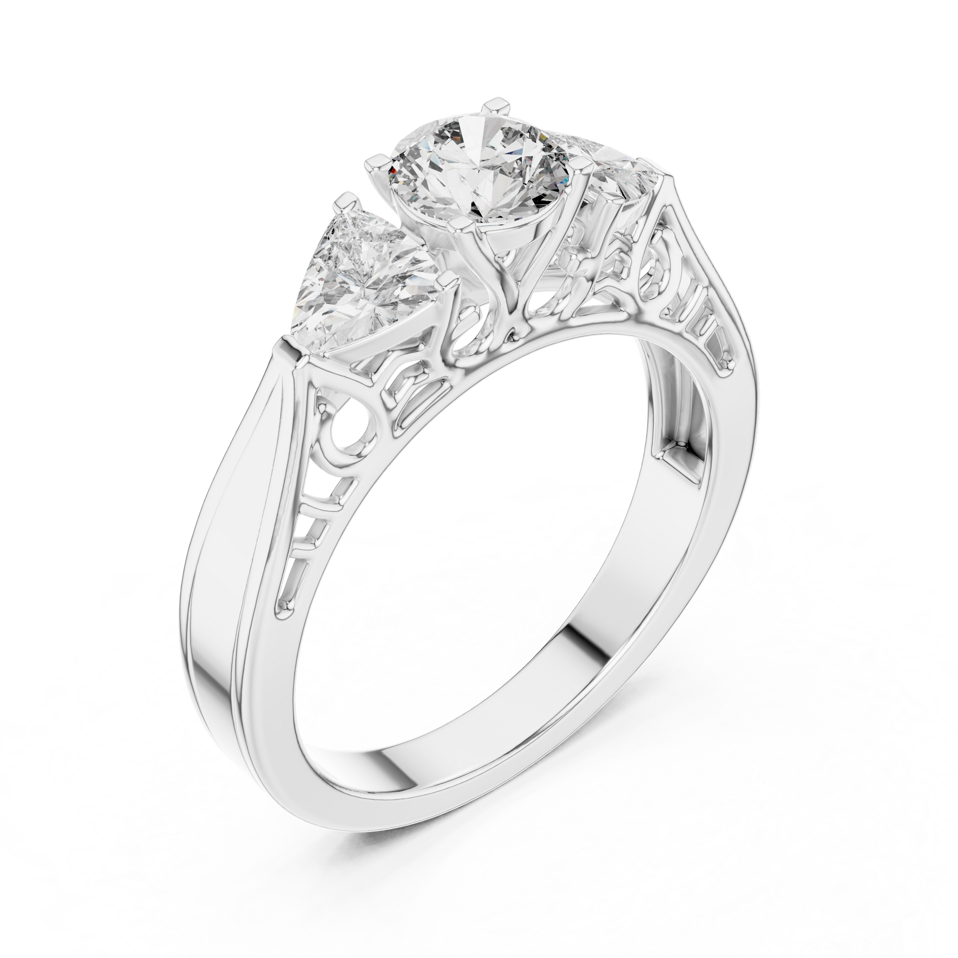 Art Deco Three-stone Moissanite Silver Vintage Engagement Ring for Women