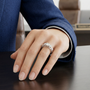 Oval & Pear Cut Three-stone Moissanite Vintage Engagement Ring in Silver