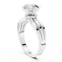 Round Cut Moissanite Split Shank Halo Solitaire 925 Sterling Silver Engagement Ring