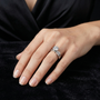 Round Cut Moissanite Split Shank Halo Solitaire 925 Sterling Silver Engagement Ring
