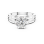 Round Cut Moissanite Split Shank Halo Solitaire 925 Sterling Silver Engagement Ring