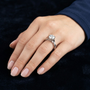 Sterling Silver Round Cut Moissanite Sleek Line Solitaire Lotus Engagement Ring