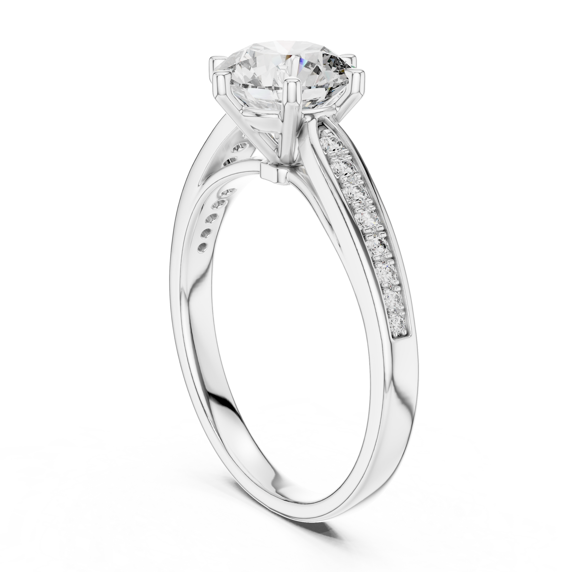 Central Round Cut Moissanite Solitaire Sterling Silver Ring for Women