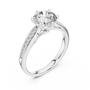 Central Round Cut Moissanite Solitaire Sterling Silver Ring for Women