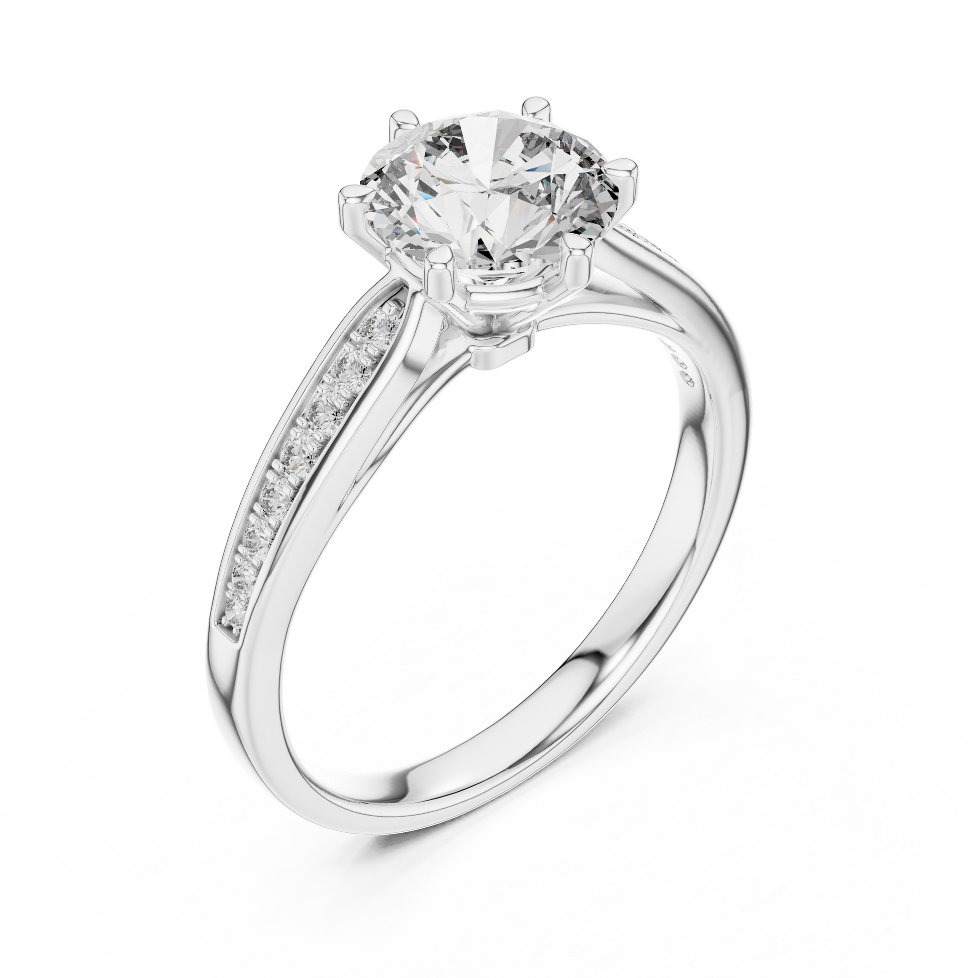 Central Round Cut Moissanite Solitaire Sterling Silver Ring for Women