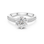 Central Round Cut Moissanite Solitaire Sterling Silver Ring for Women