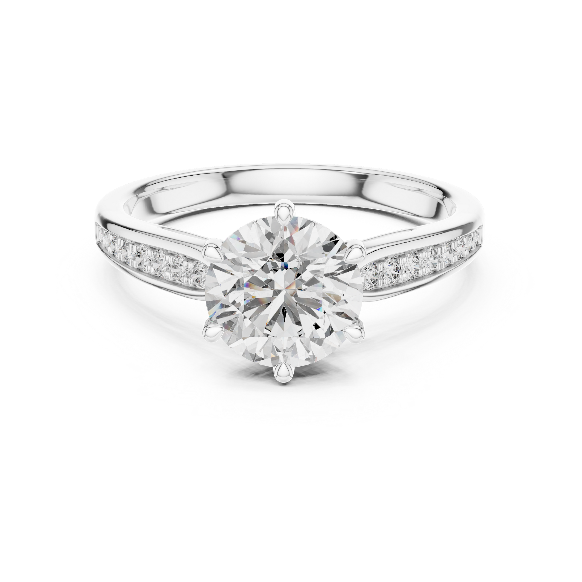 Central Round Cut Moissanite Solitaire Sterling Silver Ring for Women