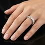 Classic Round Moissanite Eternity Sterling Silver Statement Wedding Band Ring