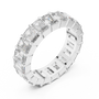 Sterling Silver Moissanite Emerald Cut Diamond Eternity Wedding Band