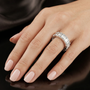 Sterling Silver Moissanite Emerald Cut Diamond Eternity Wedding Band