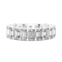 Sterling Silver Moissanite Emerald Cut Diamond Eternity Wedding Band