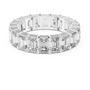 Sterling Silver Moissanite Emerald Cut Diamond Eternity Wedding Band