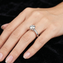 Round Cut Moissanite Cathedral 925 Sterling Silver Engagement Ring