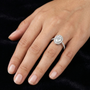 Oval Halo Moissanite Diamond Sterling Silver Engagement Ring for Women