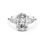 Oval and Pear Cut Moissanite Trilogy Engagement Ring in Sterling Silver