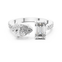 The Toi et Moi Duo Emerald & Pear Moissanite Diamond Sterling Silver Ring