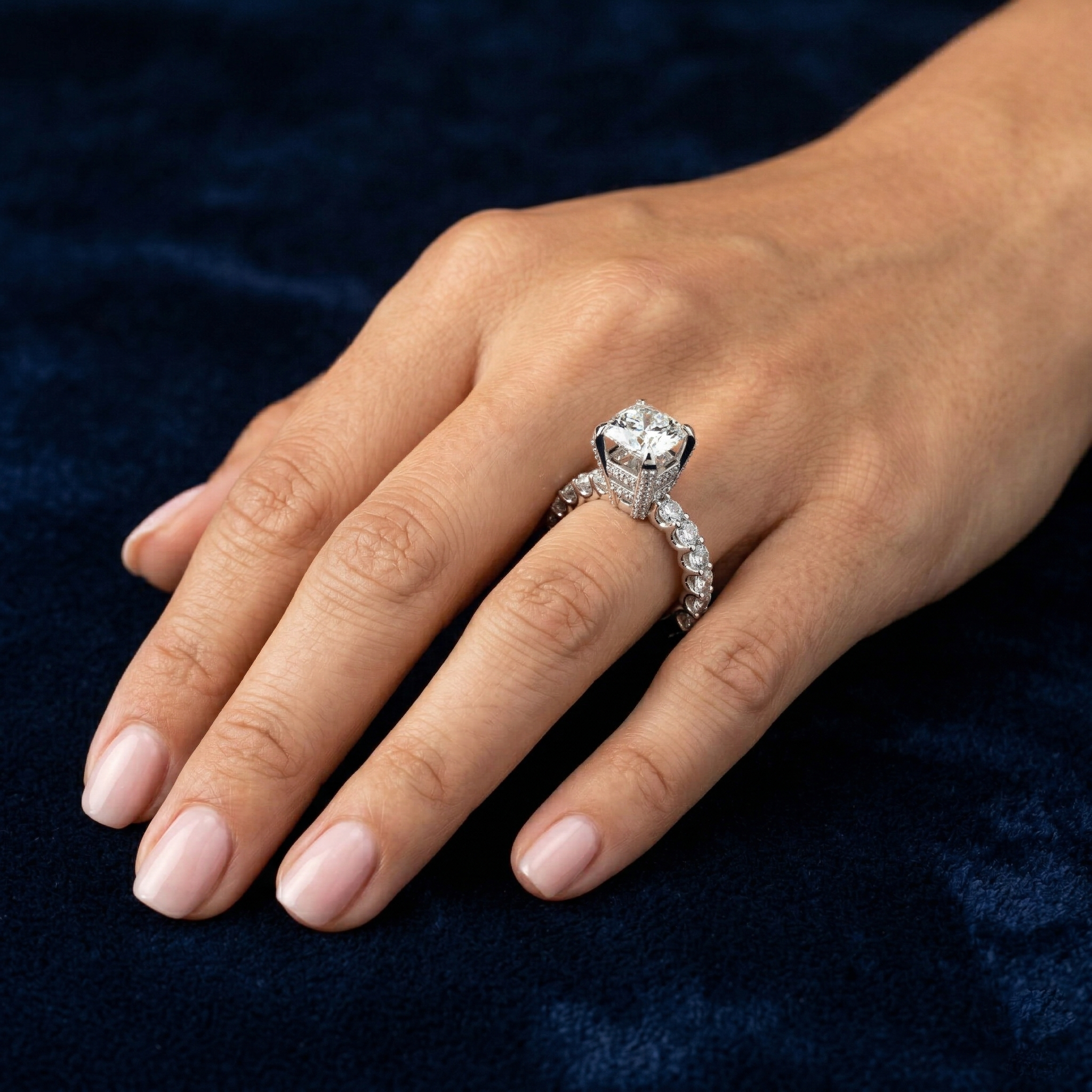 3 Carat Princess Cut Moissanite Diamond Sterling Silver Ring
