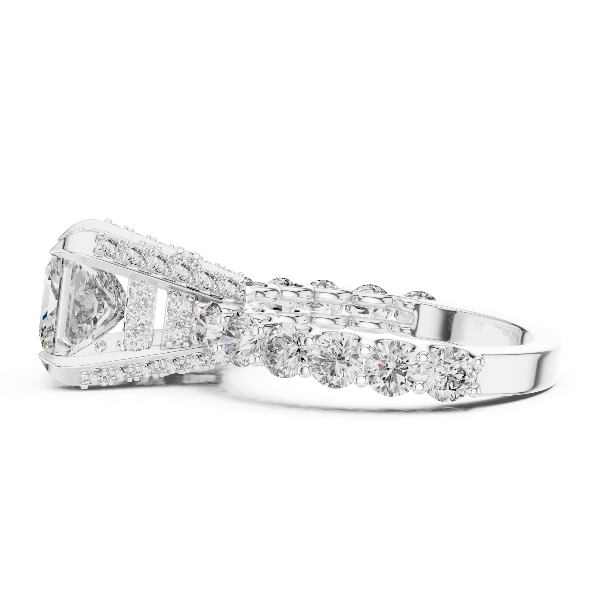 3 Carat Princess Cut Solitaire Moissanite Diamond Sterling Silver Ring