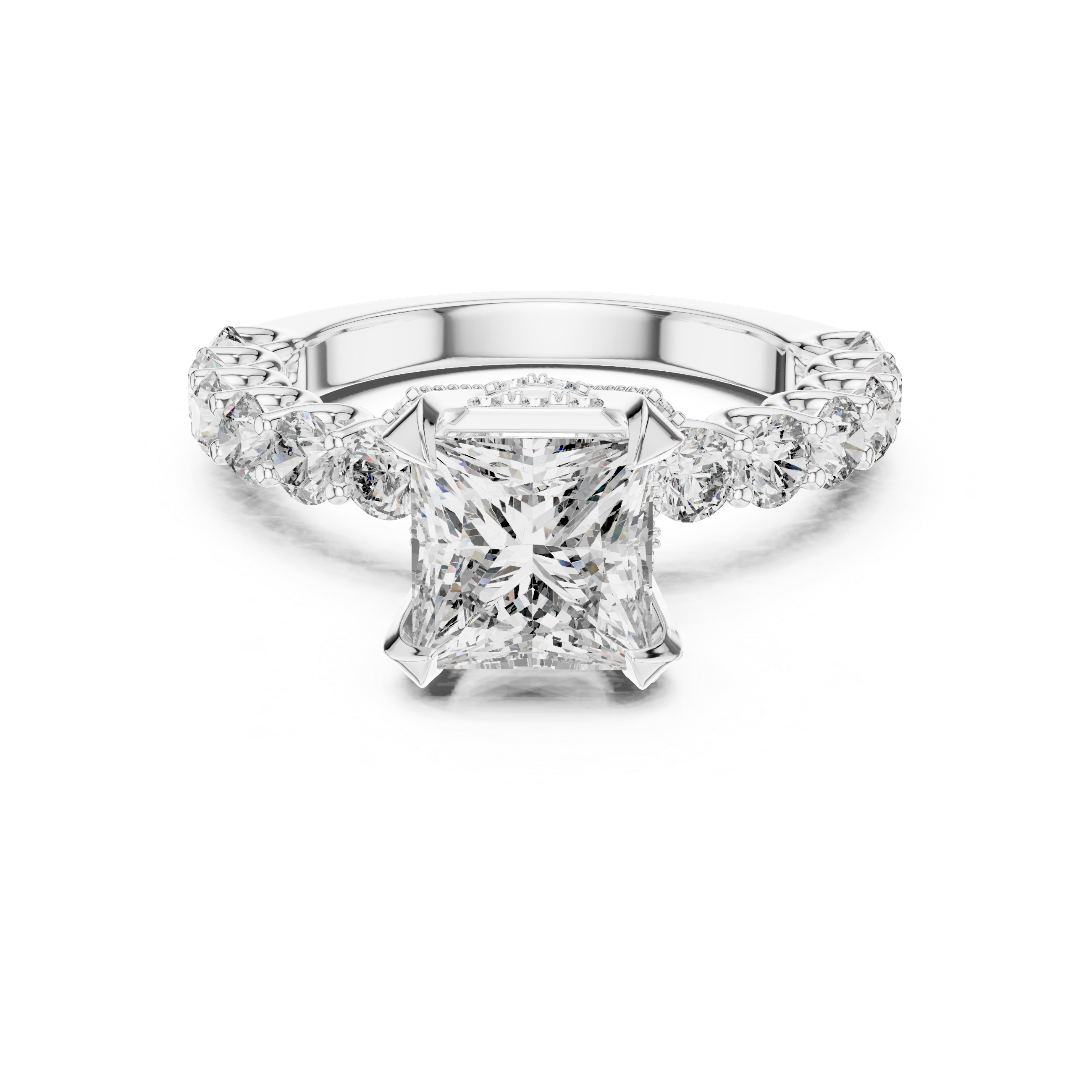 3 Carat Princess Cut Solitaire Moissanite Diamond Sterling Silver Ring