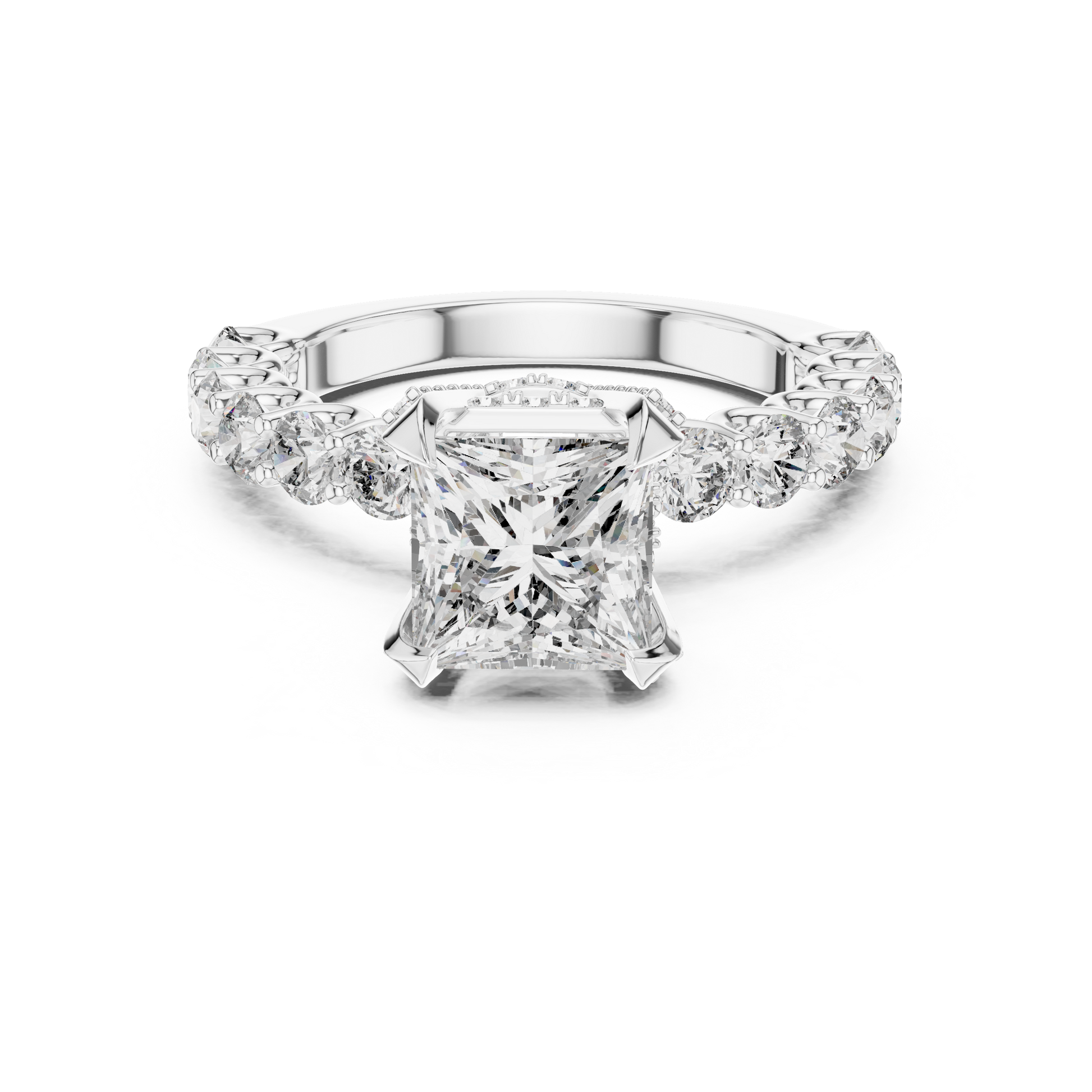 3 Carat Princess Cut Solitaire Moissanite Diamond Sterling Silver Ring