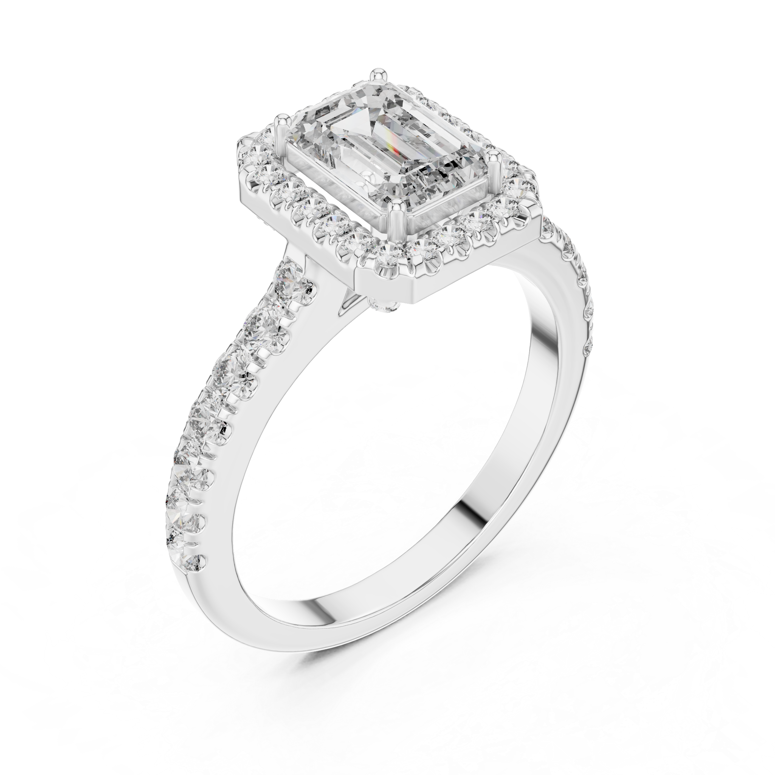 2 CT Emerald Cut Hidden Halo Moissanite Diamond 925 Sterling Silver Ring