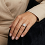 2 CT Emerald Cut Hidden Halo Moissanite Diamond 925 Sterling Silver Ring