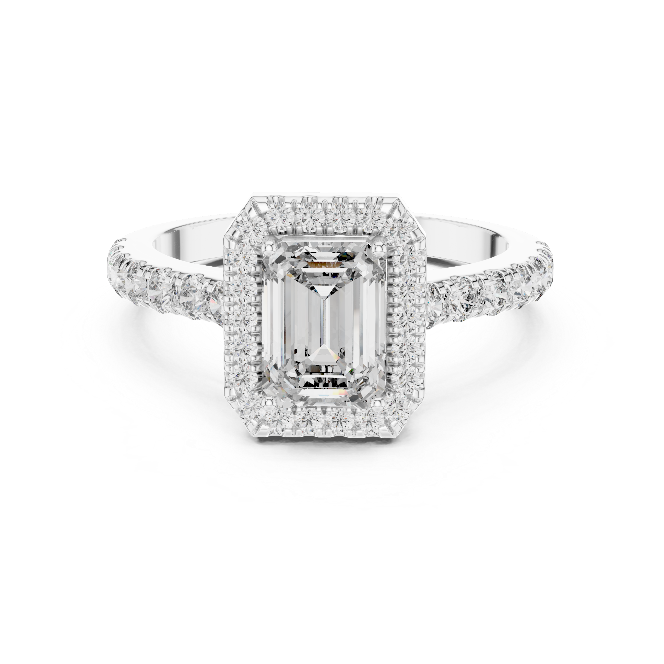 2 CT Emerald Cut Hidden Halo Moissanite Diamond 925 Sterling Silver Ring