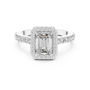 2 CT Emerald Cut Hidden Halo Moissanite Diamond 925 Sterling Silver Ring