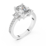 3 CT Emerald Cut Moissanite Trilogy Engagement Ring in 925 Sterling Silver
