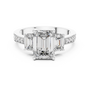 3 CT Emerald Cut Moissanite Trilogy Engagement Ring in 925 Sterling Silver