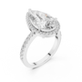 2 CT Pear Cut Moissanite Engagement Ring in 925 Sterling Silver