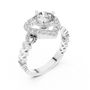1 CT VVS Round Cut Heart Halo Moissanite Diamond Ring 925 Sterling Silver