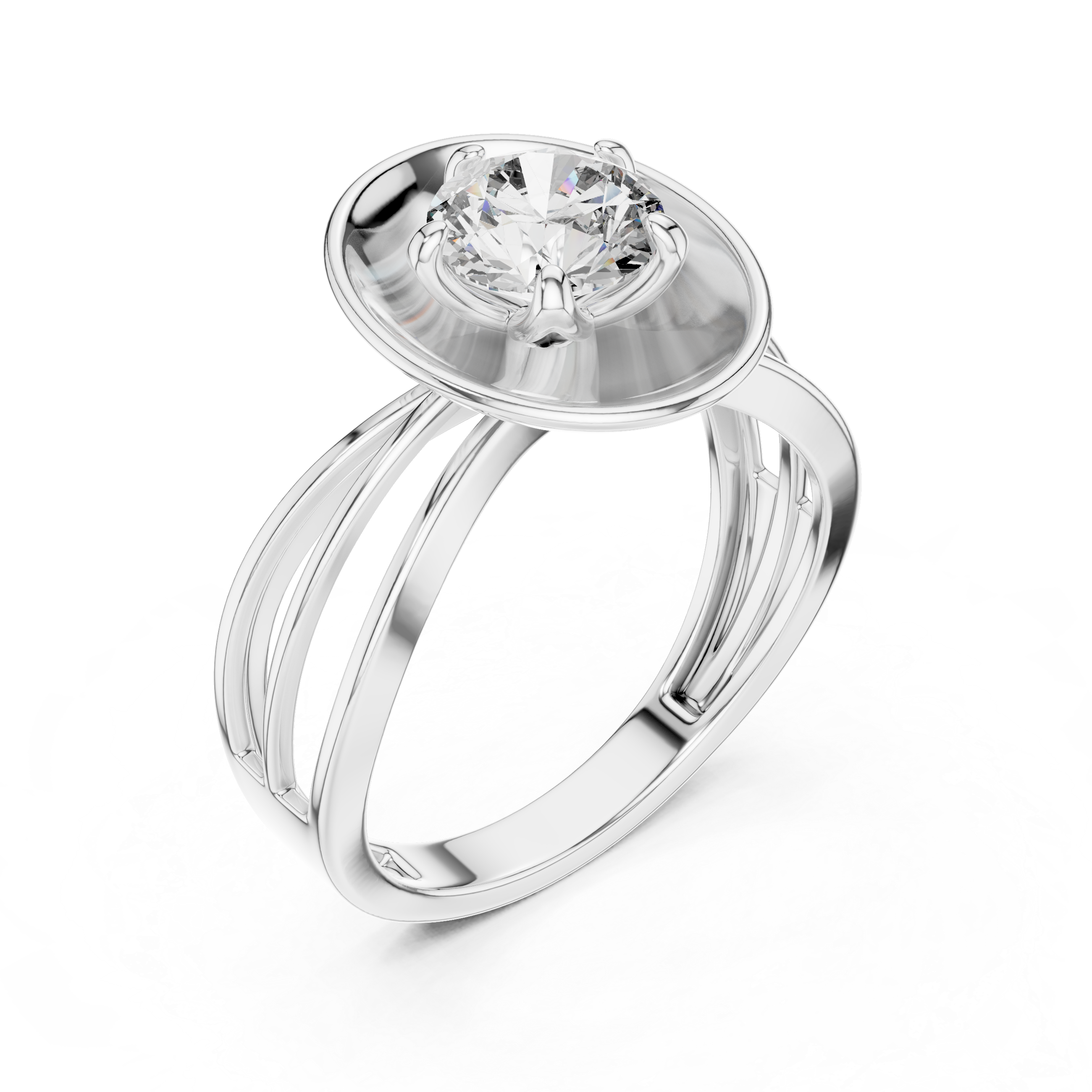 2 CT VVS Round Cut Elevated Bezel Plate With Claw Prongs Solitaire Moissanite Diamond Ring 925 Sterling Silver
