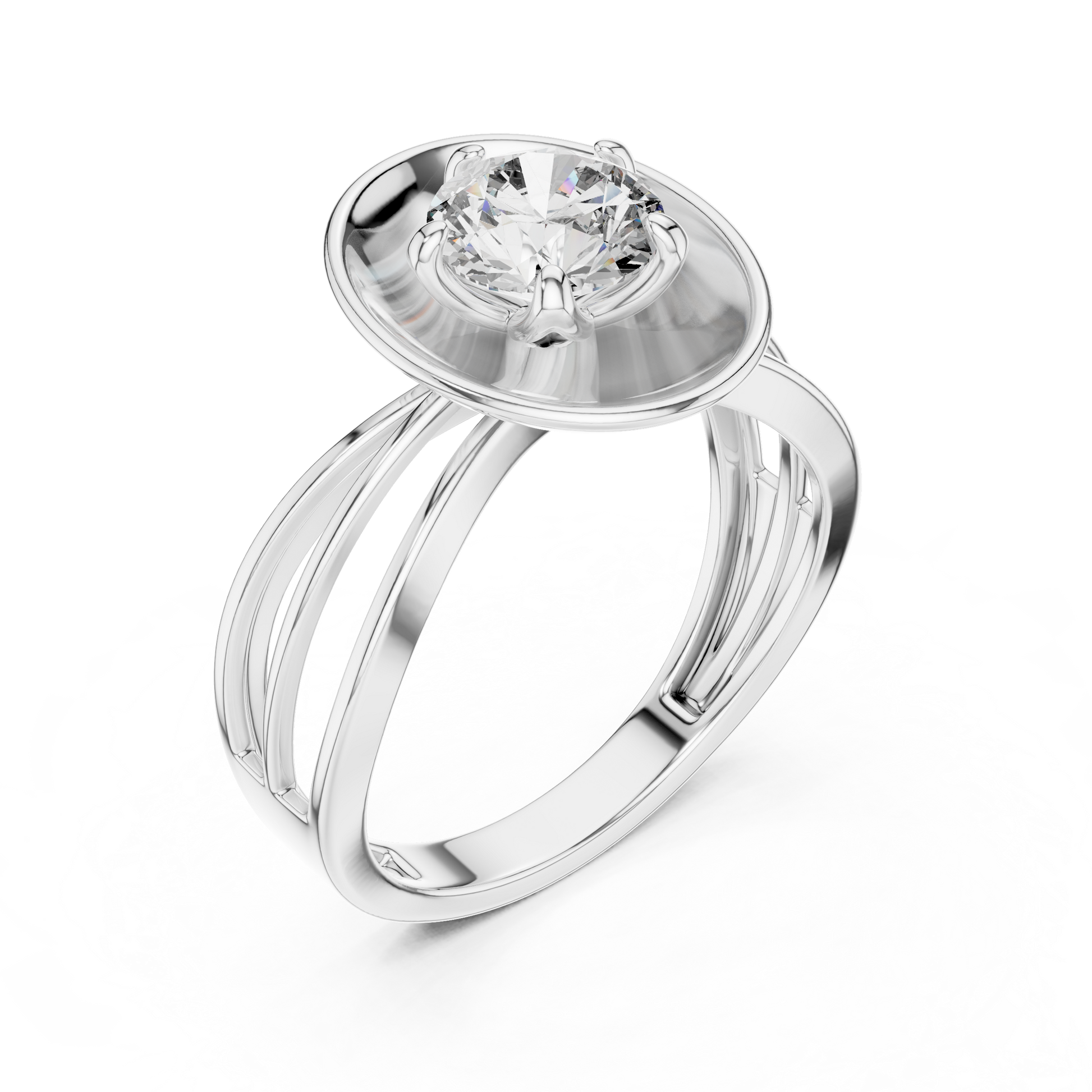 2 CT VVS Round Cut Elevated Bezel Plate With Claw Prongs Solitaire Moissanite Diamond Ring 925 Sterling Silver