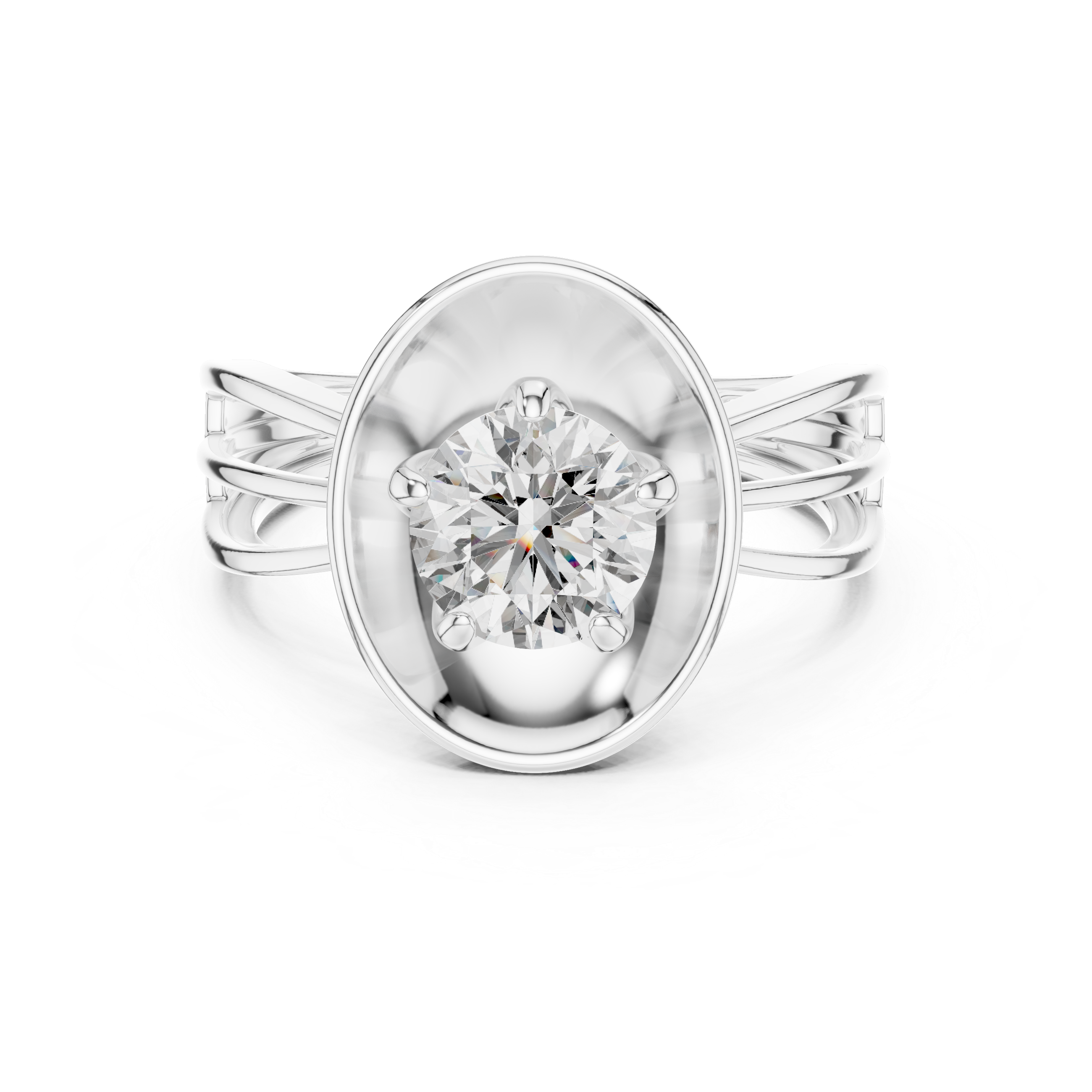 2 CT VVS Round Cut Elevated Bezel Plate With Claw Prongs Solitaire Moissanite Diamond Ring 925 Sterling Silver