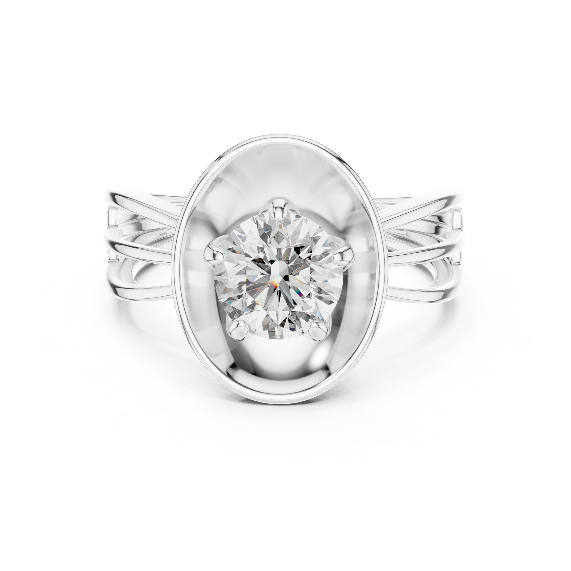 2 CT VVS Round Cut Elevated Bezel Plate With Claw Prongs Solitaire Moissanite Diamond Ring 925 Sterling Silver