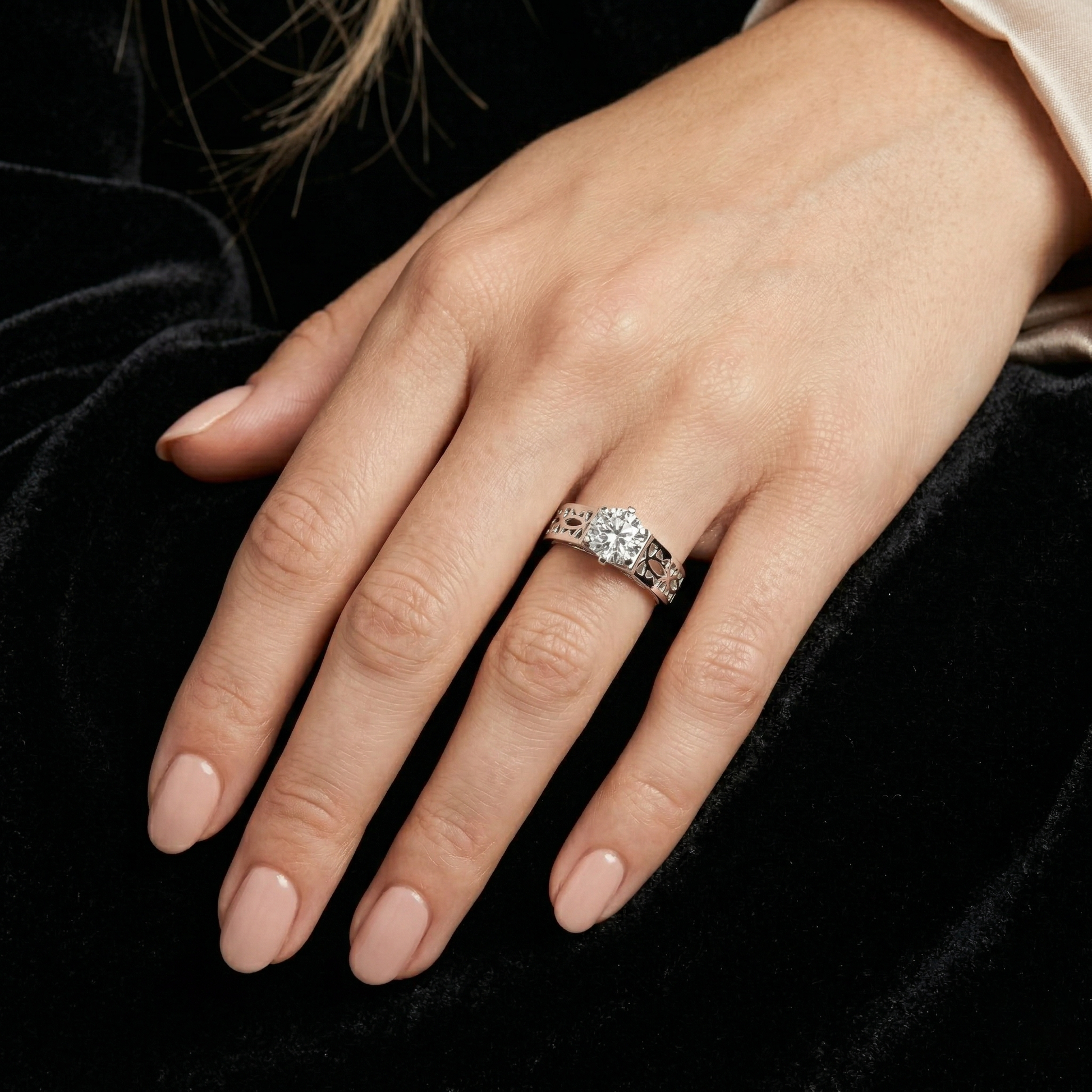 Dazzling Round Cut Diamond Held Securely In A Six-Prong Setting Solitaire In 925 Sterling Silver