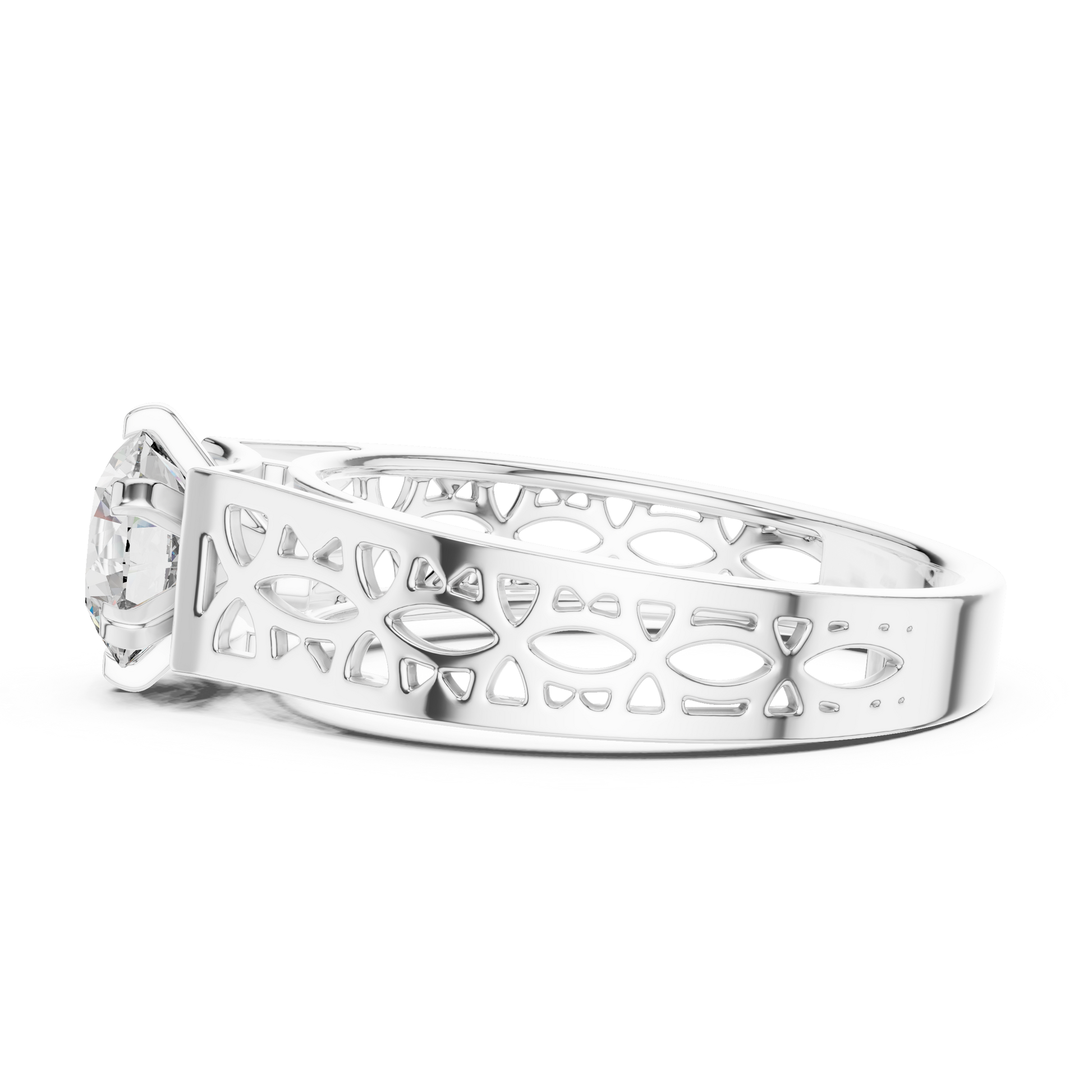 Dazzling Round Cut Diamond Held Securely In A Six-Prong Setting Solitaire In 925 Sterling Silver