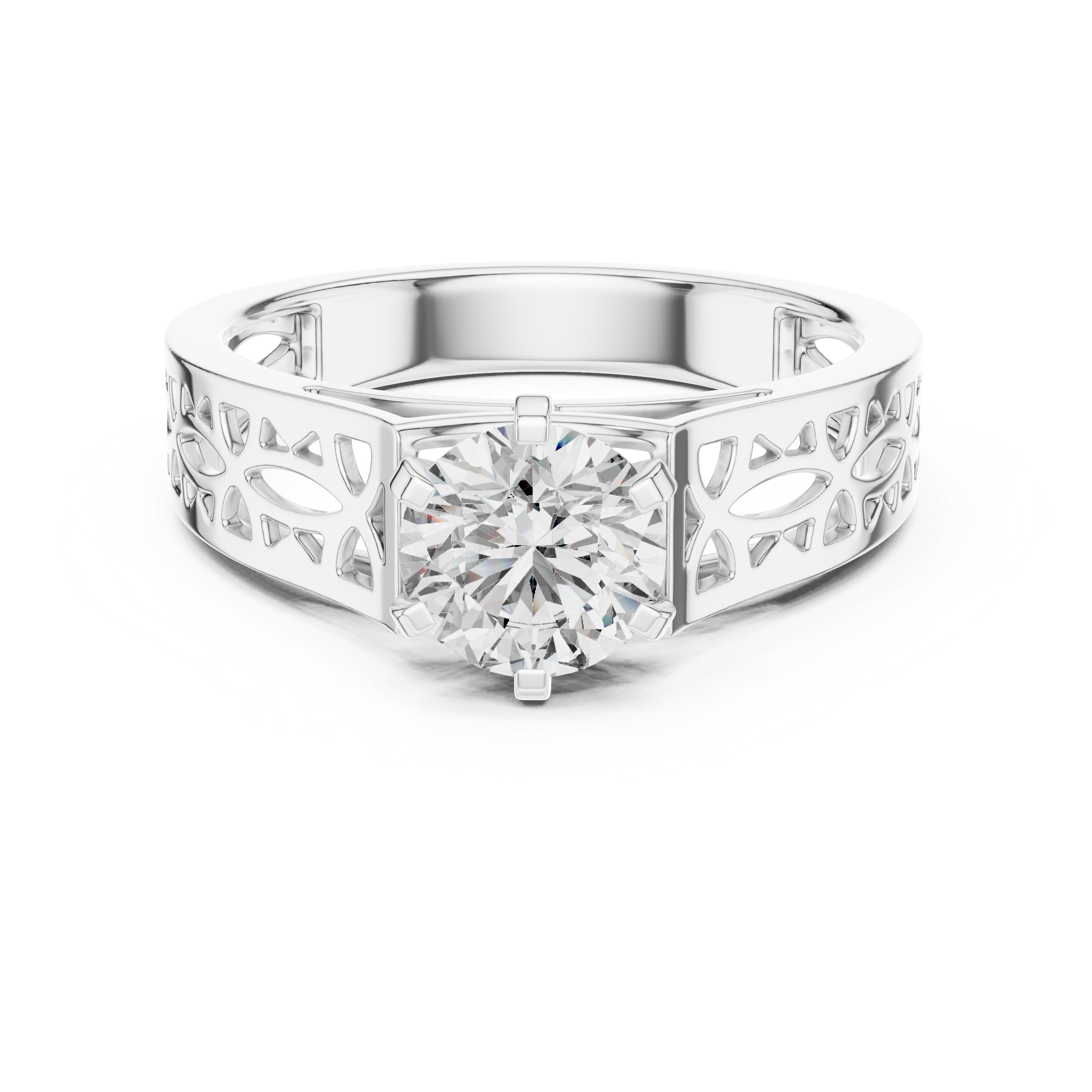 Dazzling Round Cut Diamond Held Securely In A Six-Prong Setting Solitaire In 925 Sterling Silver