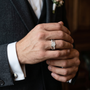 Men's Modern Geometric Architectural Split-Shank Diamond Statement Ring